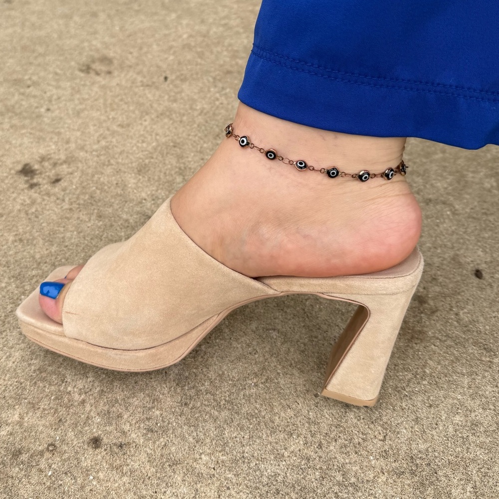 Jeffrey Campbell Tan Mules with Geometric Heel - Picture 11 of 15
